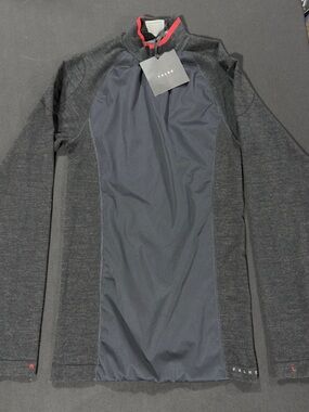 FALKE Men’s Long Sleeve Athletic Performance Top Charcoal Gray  Sport System